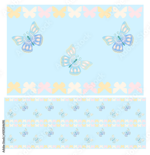 Blue butterflies seamless pattern