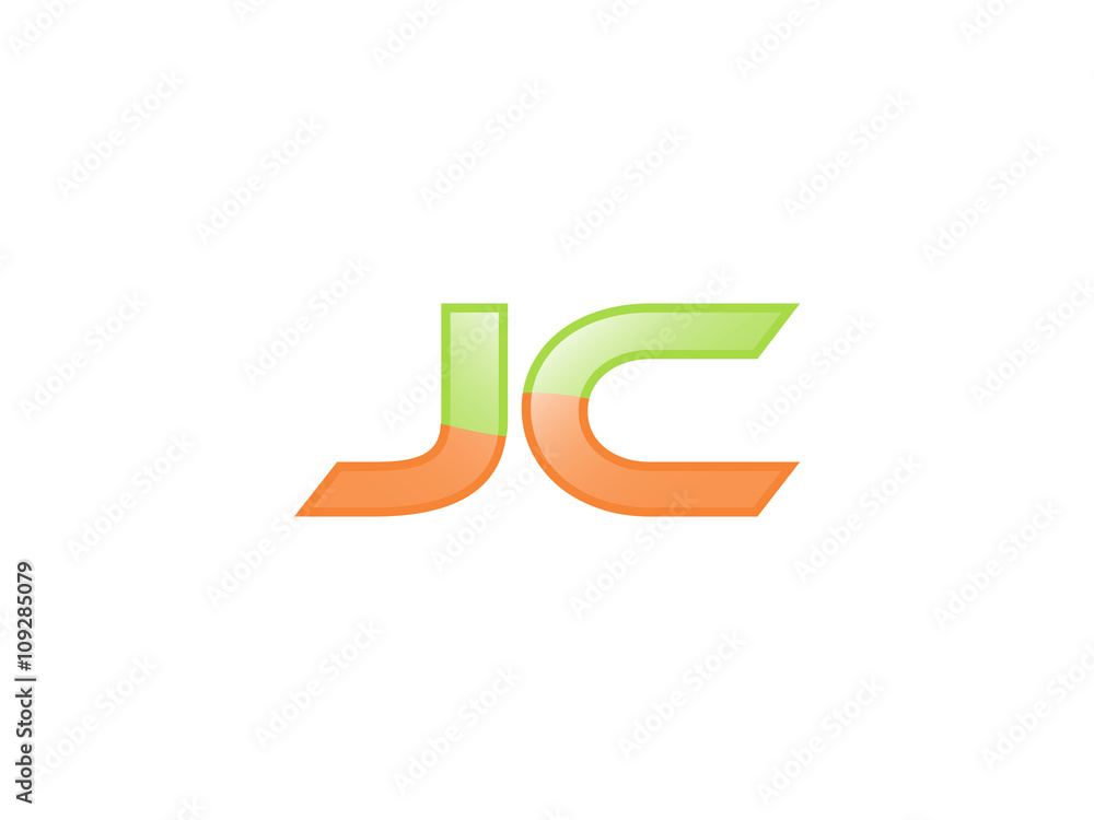 Green Orange shiny JC letters