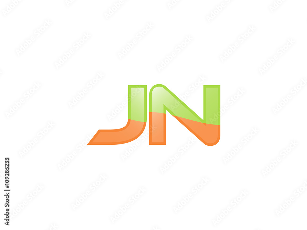 Green Orange shiny JN letters Green Orange shiny JN letters