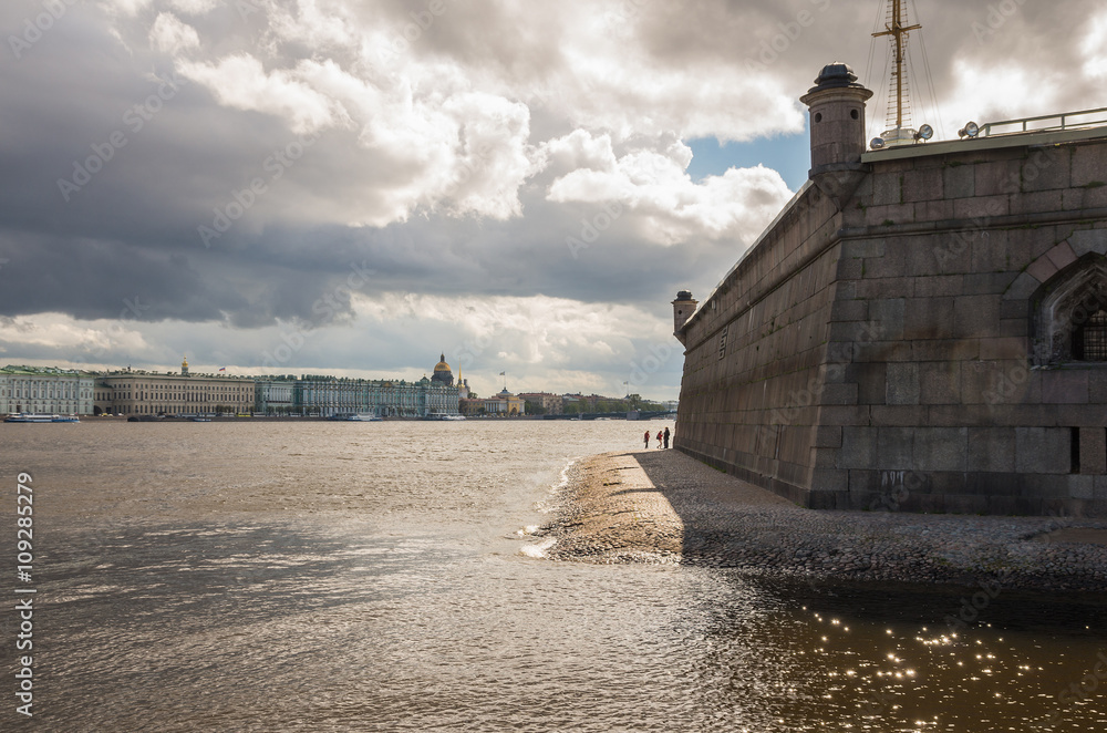 View of the Naryshkin bastion of the pier with the Commandant. Peter and Paul Fortress, St. Petersburg, Russia
