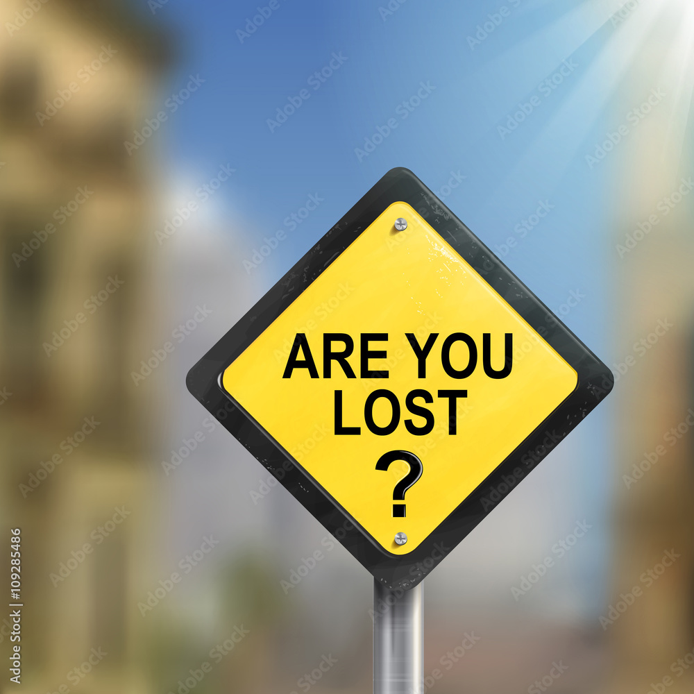 3d illustration yellow roadsign of question are you lost