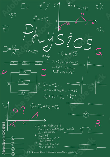 physics formulas drawing on school board