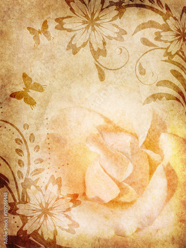 Old paper with floral pattern