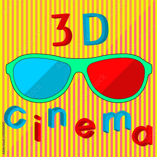 3D cinema text and stereo glasses concept art
