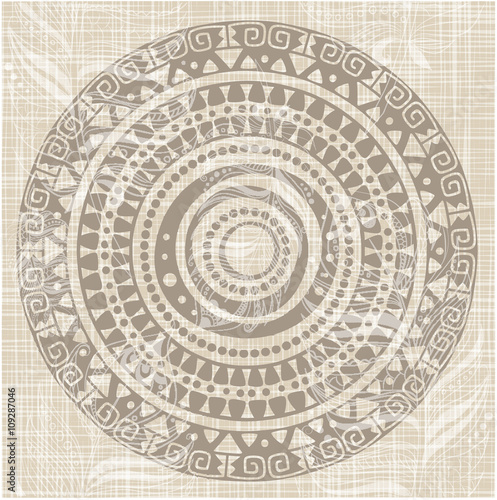 Native American pattern. Round ornament.