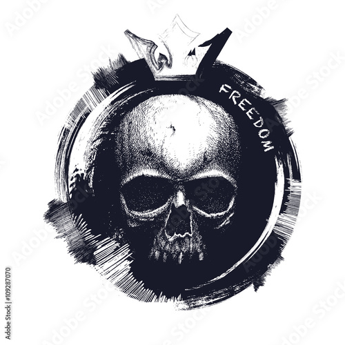 Black and white human skull