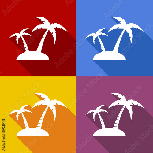 Icono plano isla con sombra en varios colores