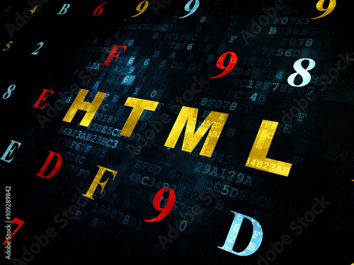 Software concept: Html on Digital background
