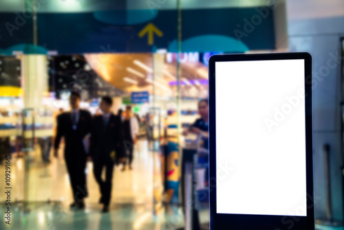 Blank billboard in modern interior hall/effect blur backguornd