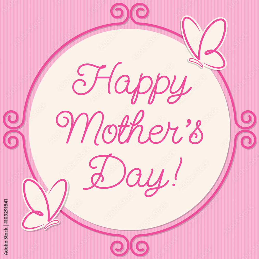 Butterfly doodle frame Mother's Day card in vector format. Butterfly doodle frame Mother's Day card in vector format.