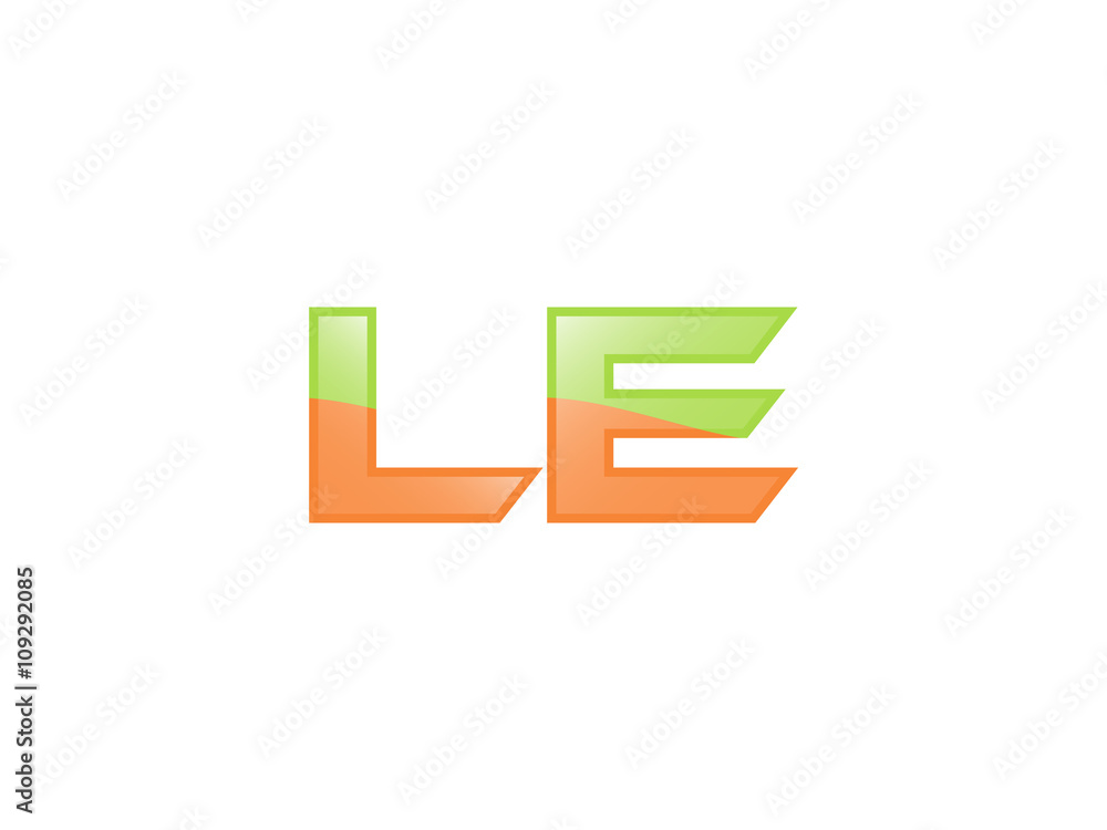 Green Orange shiny LE letters Green Orange shiny LE letters