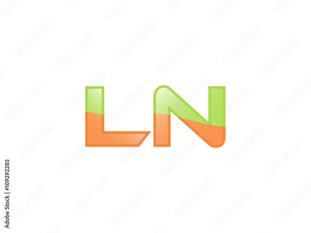 Green Orange shiny LN letters Green Orange shiny LN letters