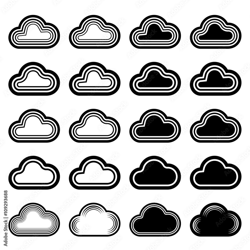 vector sky cloud black symbols vector sky cloud black symbols