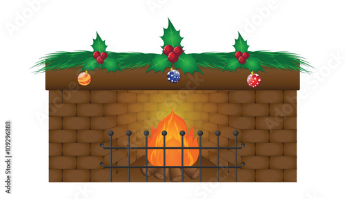 Christmas fireplace vector art