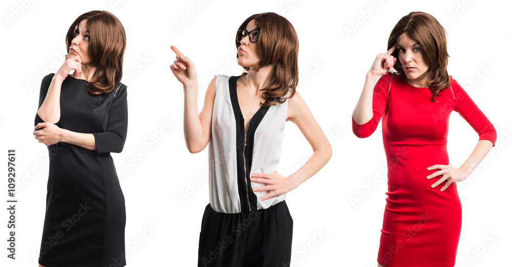 Fototapeta premium Brunette woman thinking