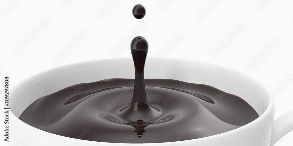 Cup coffee with splash drops isolated on white background. Cup coffee with splash drops isolated on white background.