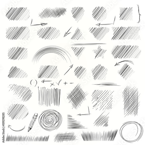 Pencil sketches.Hand drawn scribble shapes.