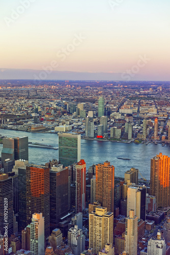 Aerial view on Midtown Manhattan and Long Island