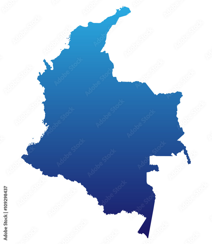 Karte von Kolumbien - Blau (einzeln)