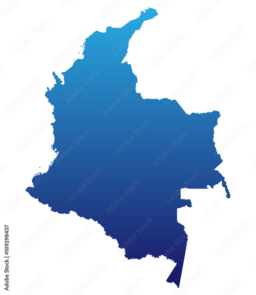 Karte von Kolumbien - Blau (einzeln) Karte von Kolumbien - Blau (einzeln)