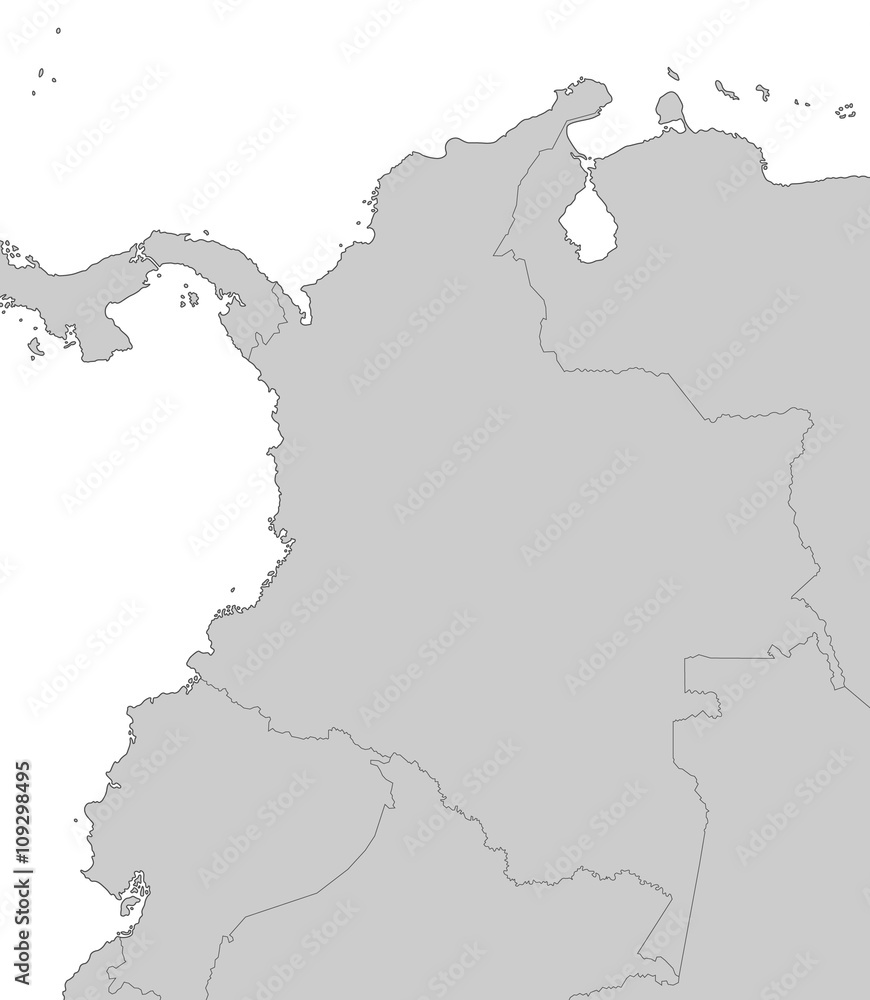 Karte von Kolumbien in Grau