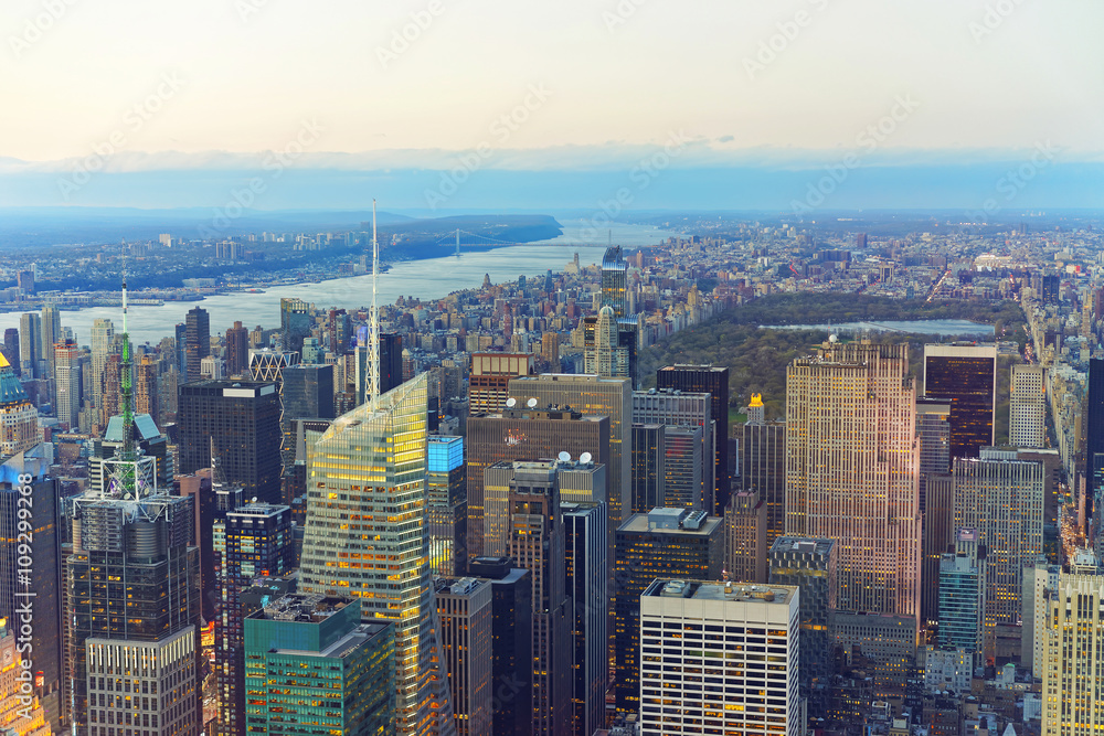 Obraz premium Widok z lotu ptaka Manhattan i Central Park