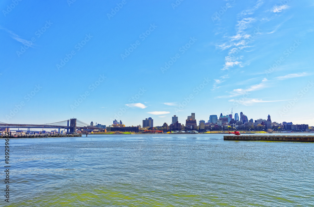 East River and Brooklyn waterfront in good weather