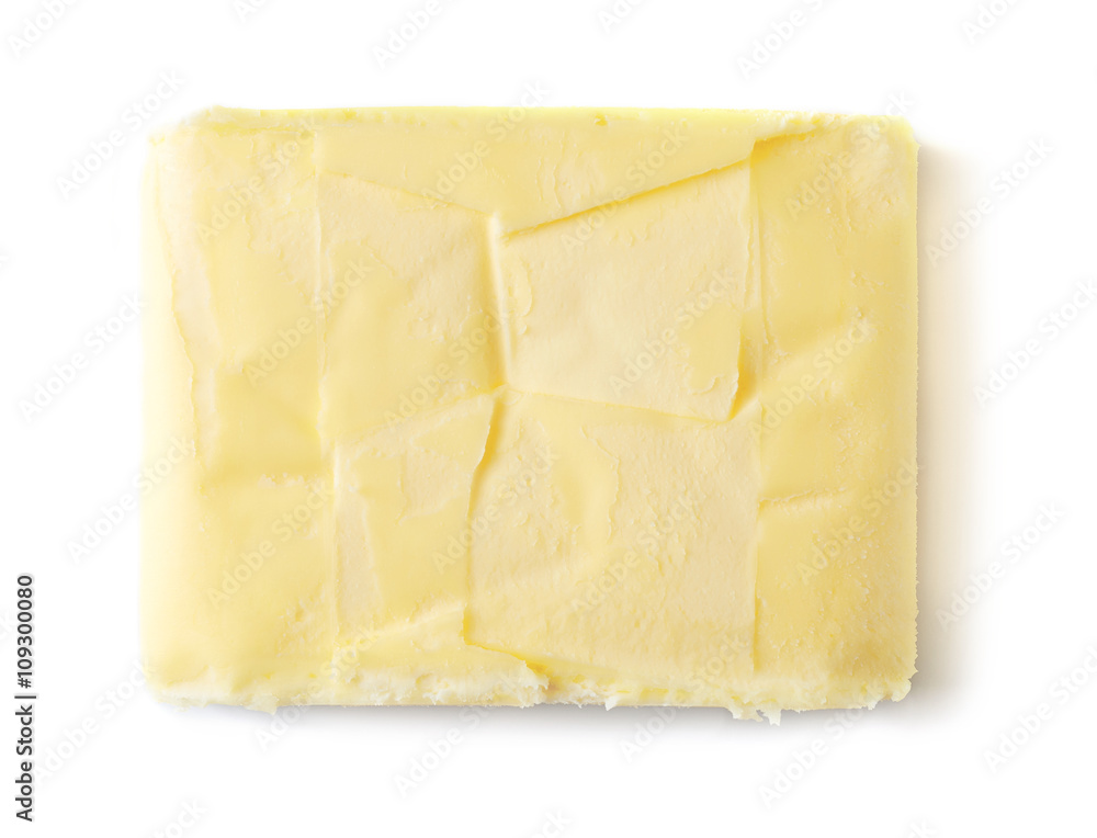 Butter on white background