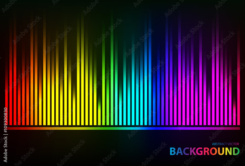 Sound waves oscillating glow colorful light