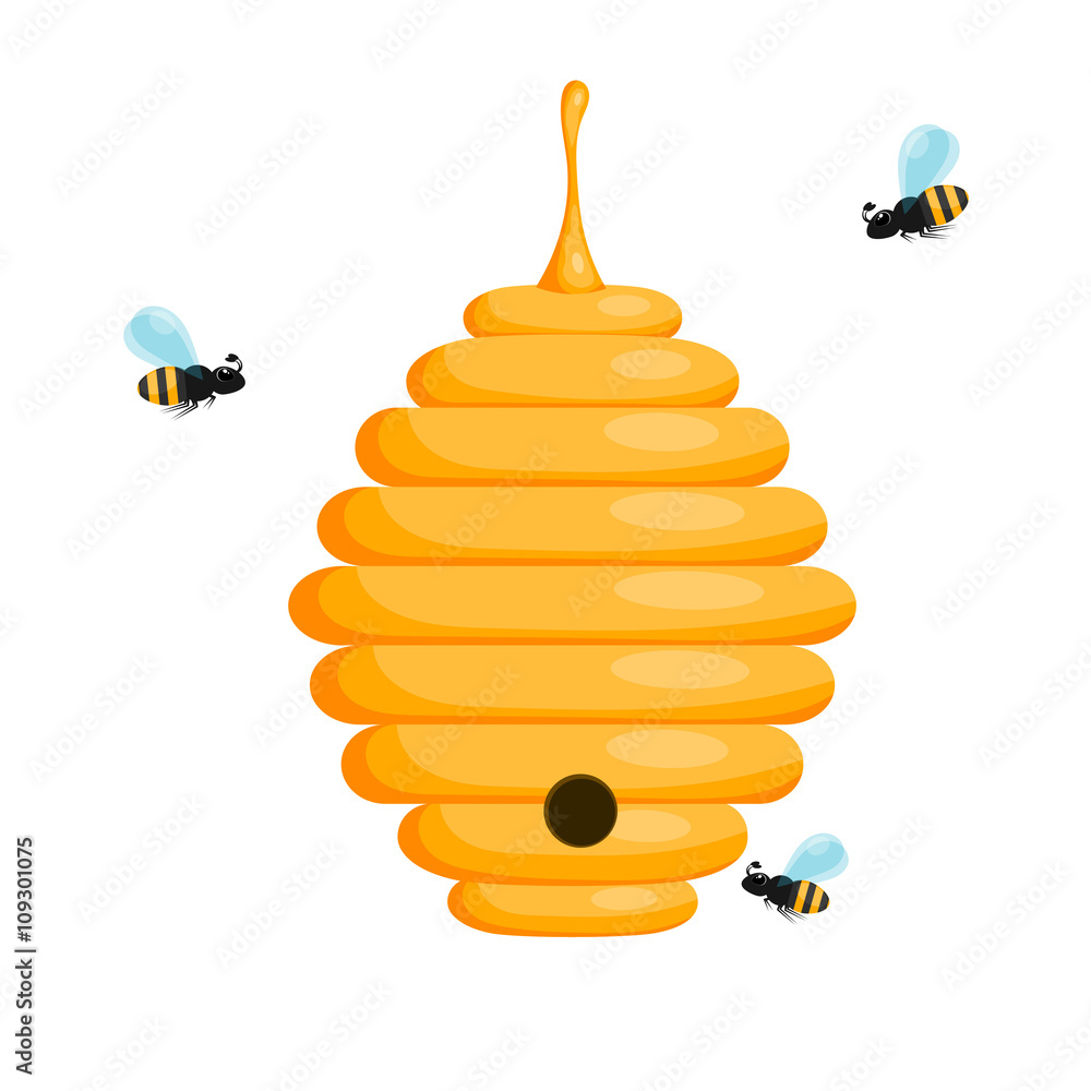 © Oleksandr Rozhkov - Yellow bee hive on a white background. Bee hive isolate. Stock V