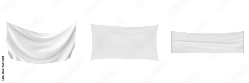 collection white flags and banners isolated on white. collection white flags and banners isolated on white.