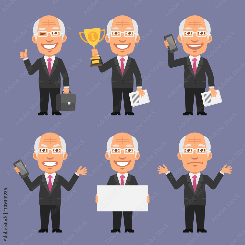 Old Businessman Holding Various Objects Part 1 Old Businessman Holding Various Objects Part 1