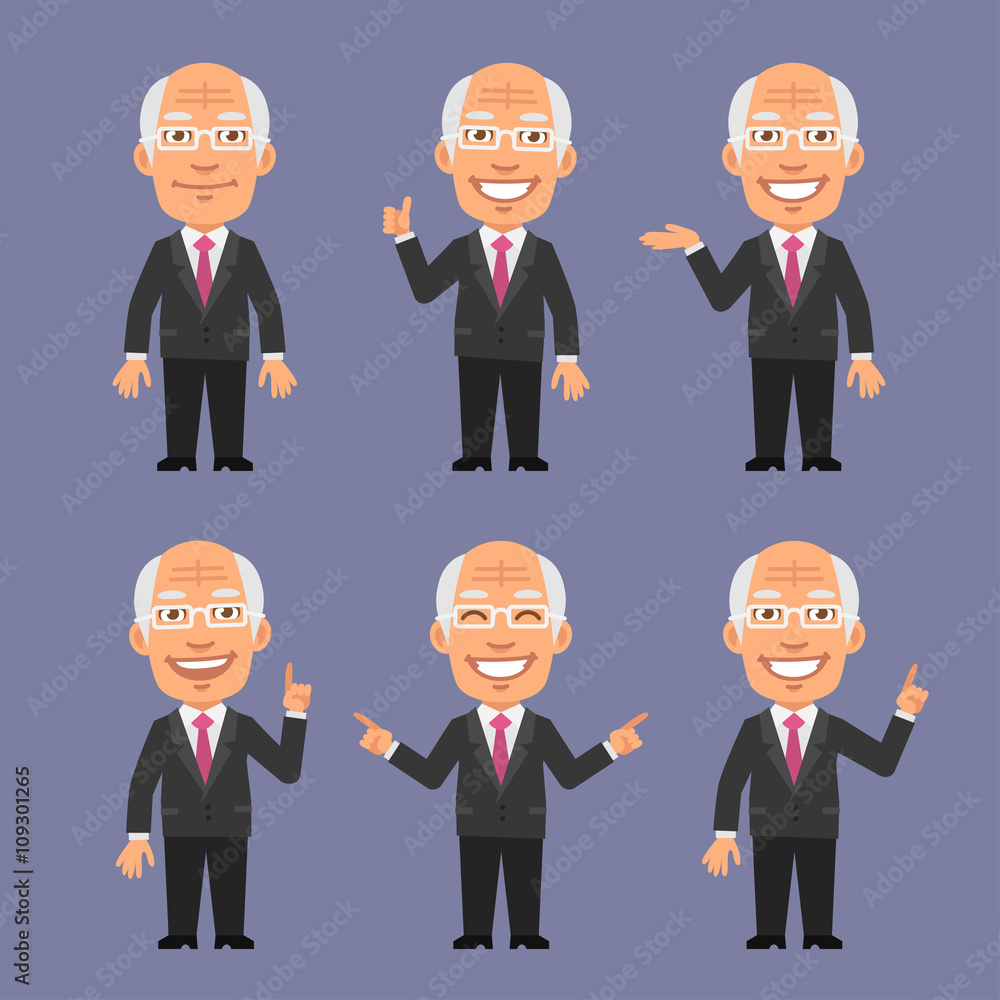 Old Businessman Showing and Points Old Businessman Showing and Points