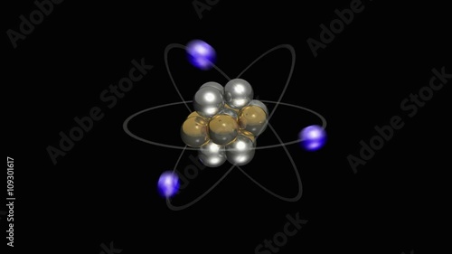 Atom showing protons, neutrons and electrons photo