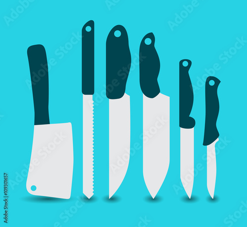 Set of cleaver and various knives