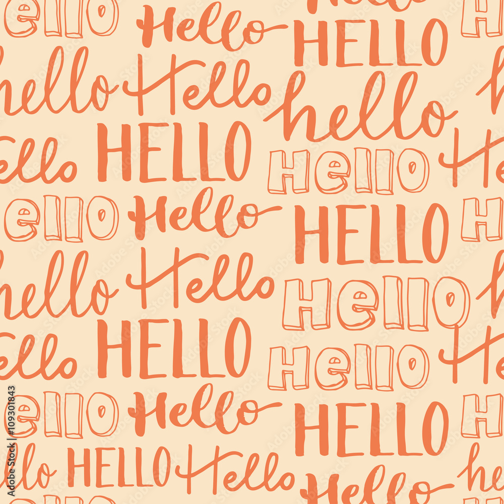 Hand-lettering seamless pattern Hello. Hand-lettering seamless pattern Hello.