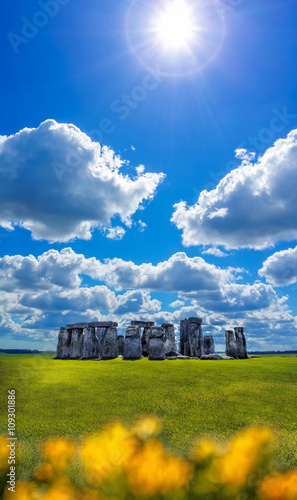 Stonehenge with dramatic sky in England photo