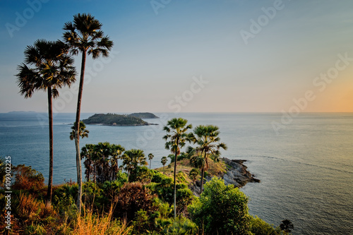 Phromthep Cape viewpoint at sunset, Phuket, Thailand.