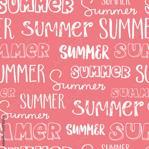 Hand-lettering seamless pattern Summer.