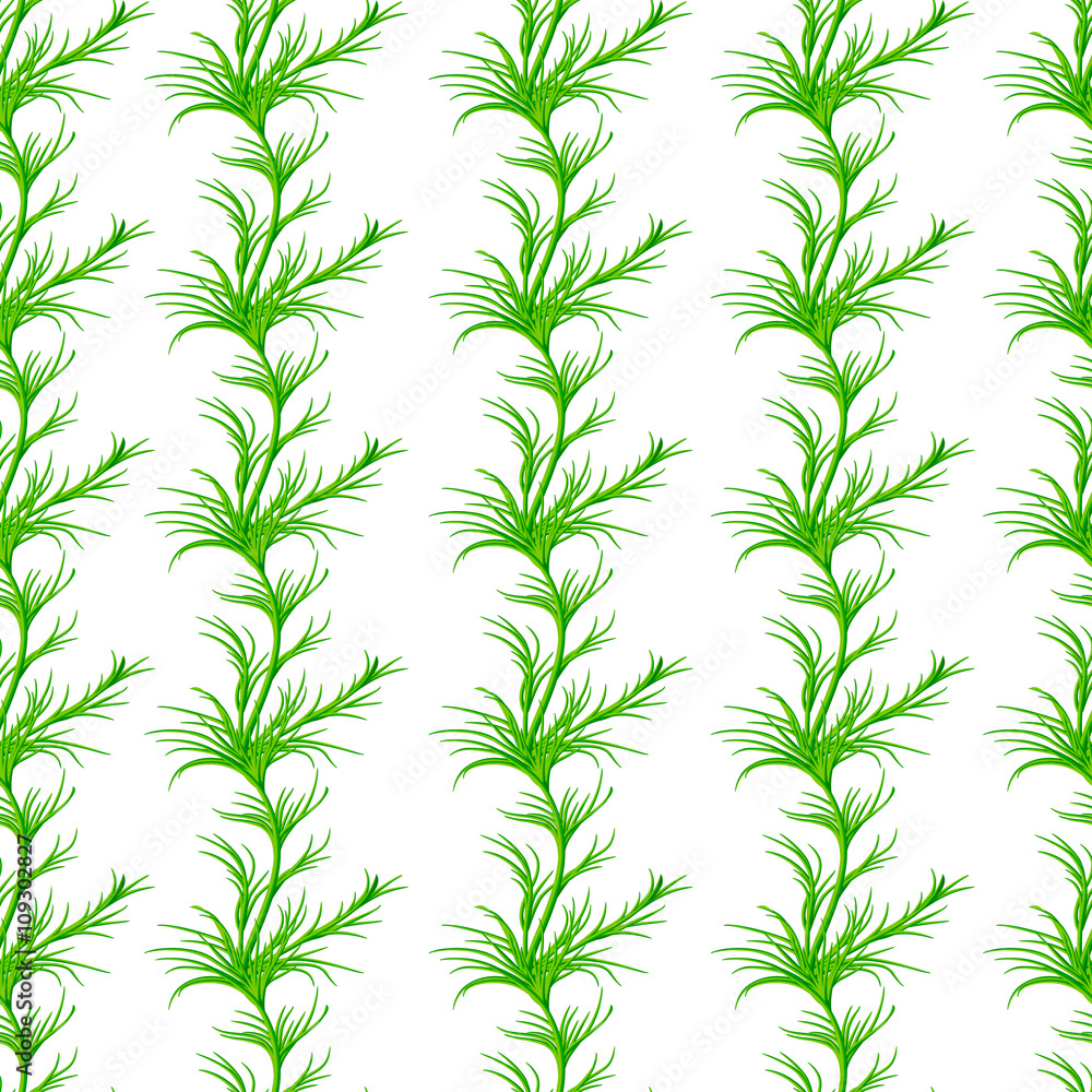 Stylized watercolor seamless pattern with sprigs of greenery, di