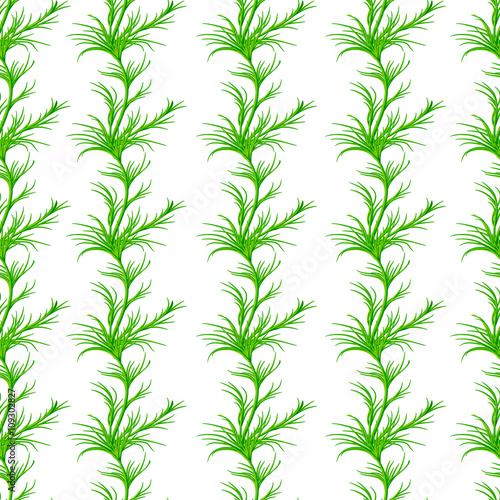 Stylized watercolor seamless pattern with sprigs of greenery, di