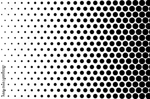Basic halftone dots effect in black and white color. Halftone effect. Dot halftone. Black white halftone. Halftone background. Right to left. photo