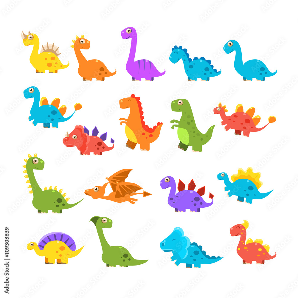 Cute Cartoon Dinosaurs Set Cute Cartoon Dinosaurs Set