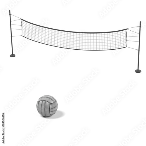 3d rendering of volleyball net with ball
