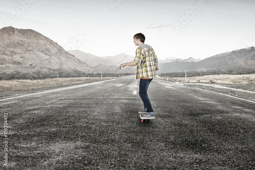 Boy ride skateboard