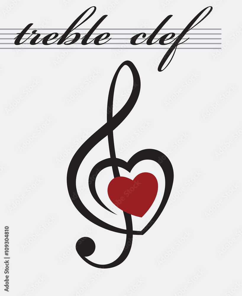 Naklejka premium monochrome icon of treble clef 