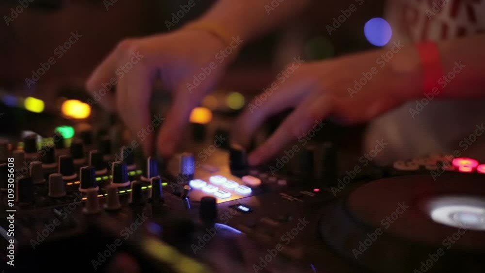 Dj mixing music on mixer Dj mixing music on mixer