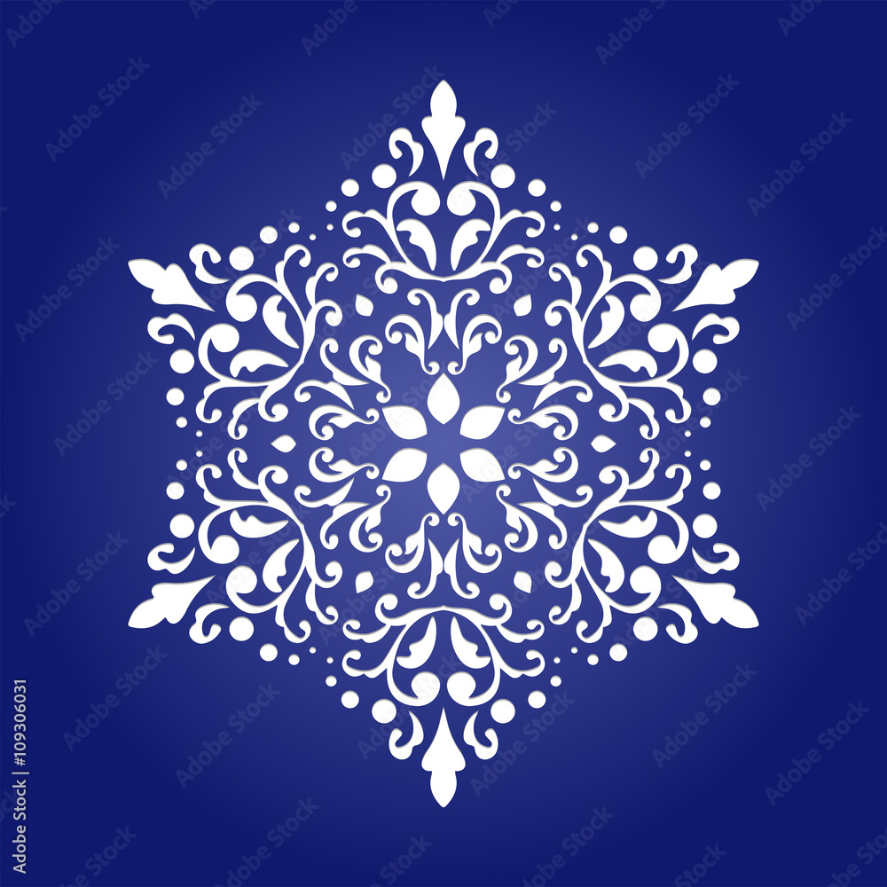 Die cut paper card with cutout mandala ornament. Die cut paper card with cutout mandala ornament.