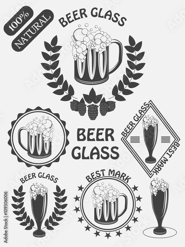Vintage craft beer brewery emblems, labels and design elements. Beer my best friend. Vector