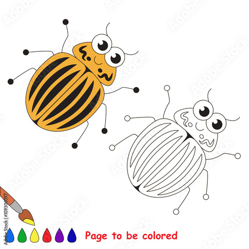 Colorado potato beetle cartoon. Page to be colored. 